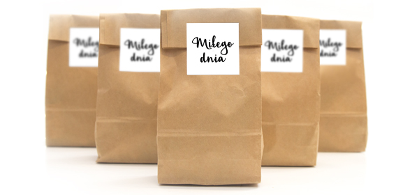 Torebki papierowe kraft miłego dnia białe, 5 szt